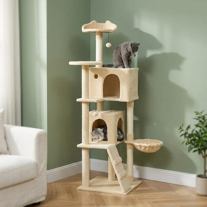 Arbre a chats beige avec escalier