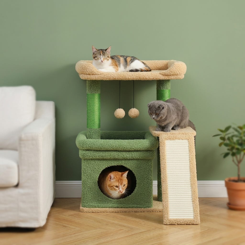 Petit arbre a chat avec cabane